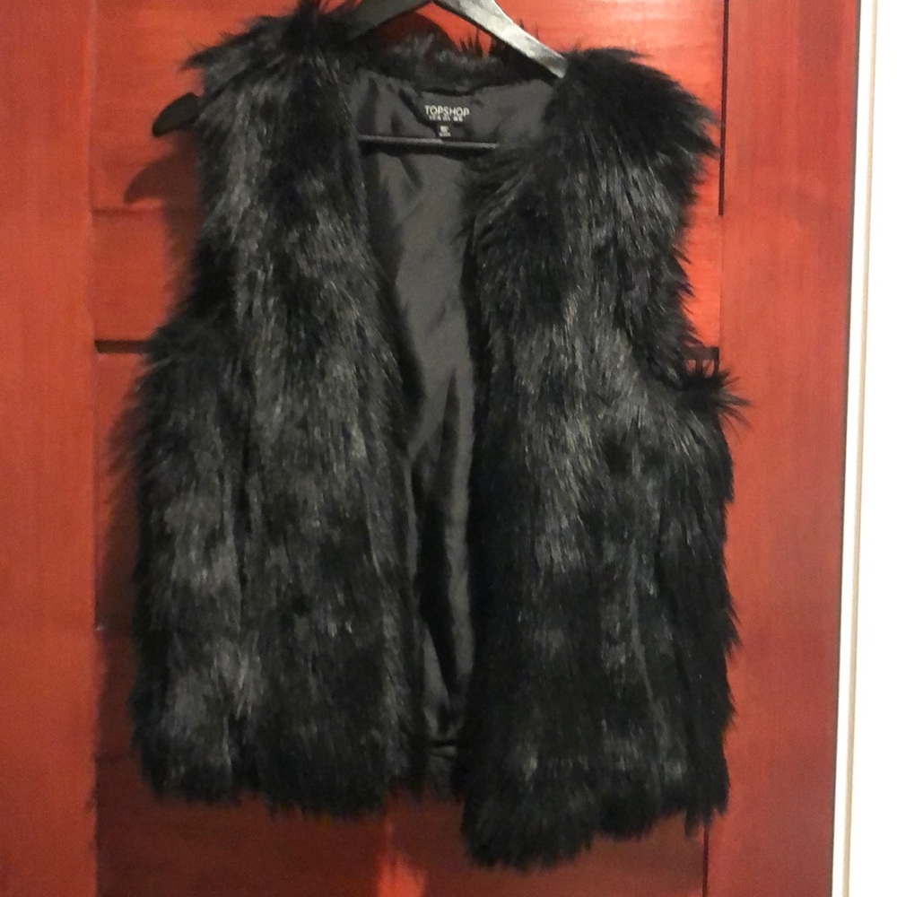 Black topshop faux fur vest